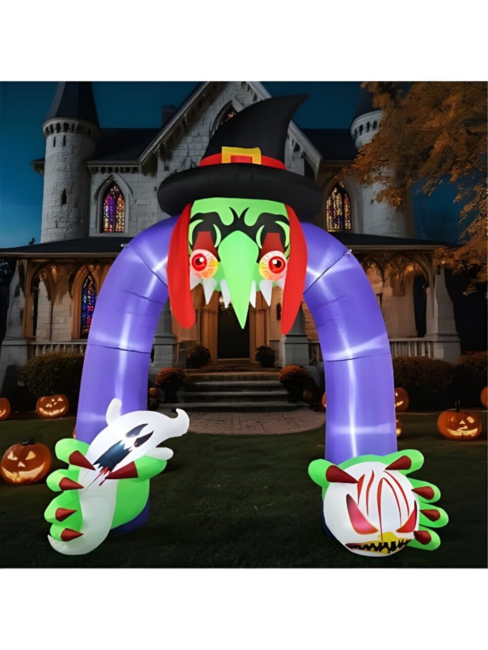 Halloween Inflatables Giant 11Ft Tall Creepy Witch Arch Outdoor Decorations